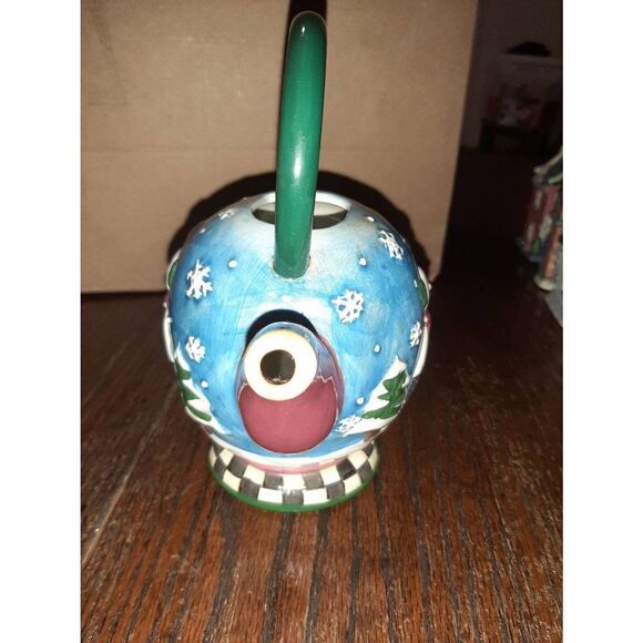 Vintage Oneida Sakura Snowglobe Christmas Holiday Snowman Mini Teapot - Picture 3 of 8